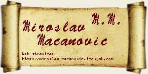 Miroslav Macanović vizit kartica